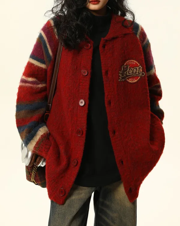 Knit Cardigans*Boogzel Clothing Preppy Style College Spirit Cardigan Red