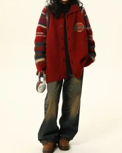 Knit Cardigans*Boogzel Clothing Preppy Style College Spirit Cardigan Red