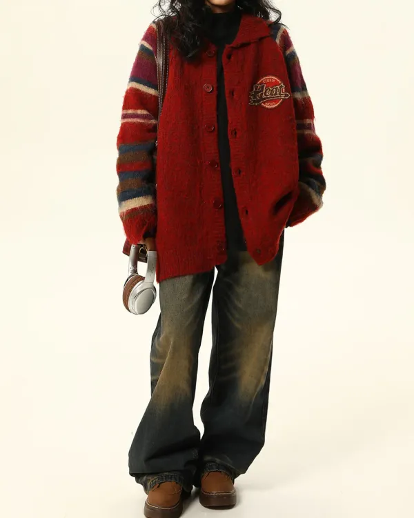Knit Cardigans*Boogzel Clothing Preppy Style College Spirit Cardigan Red