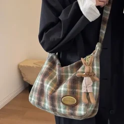 Bags & Purses*Boogzel Clothing Preppy Style Plaid Shoulder Bag