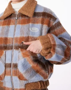 Coats & Jackets*Boogzel Clothing Preppy Style Warm Checkered Jacket Brown/blue