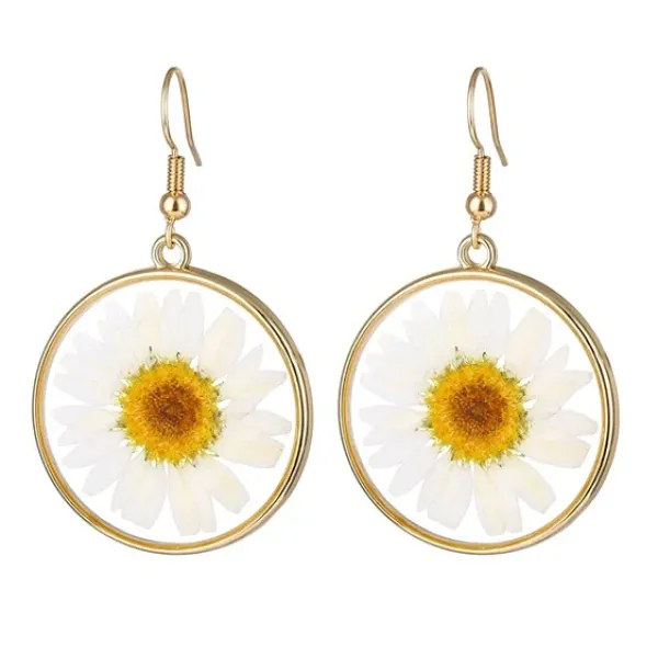 Earrings*Boogzel Clothing Pressed Flowers Earrings Gold