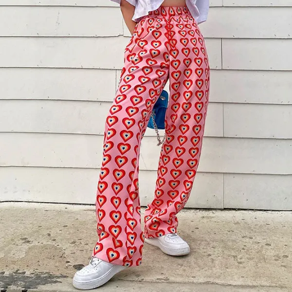 Pants & Trousers*Boogzel Clothing Professional Heartbreaker Wide Pants Pink/red