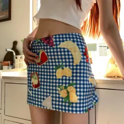 Skirts*Boogzel Clothing Provence Picnic Gingham Mini Skirt Blue