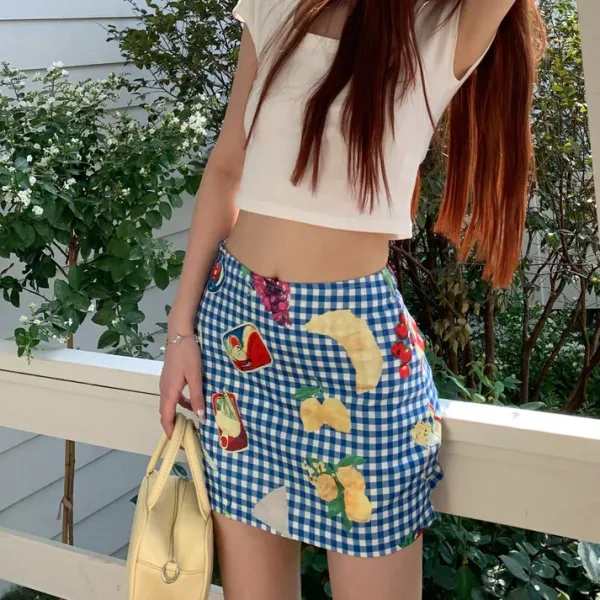 Skirts*Boogzel Clothing Provence Picnic Gingham Mini Skirt Blue