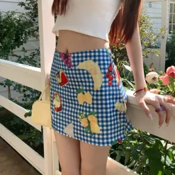Skirts*Boogzel Clothing Provence Picnic Gingham Mini Skirt Blue