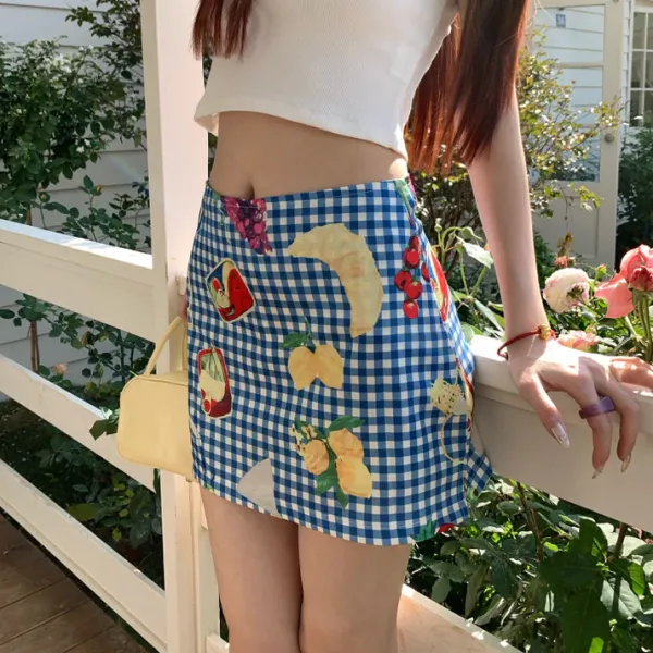 Skirts*Boogzel Clothing Provence Picnic Gingham Mini Skirt Blue