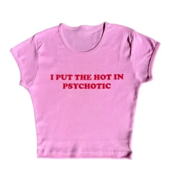 Y2K Tops|Aesthetic T-Shirts & Graphic Tees*Boogzel Clothing Psychotic Cropped Tee