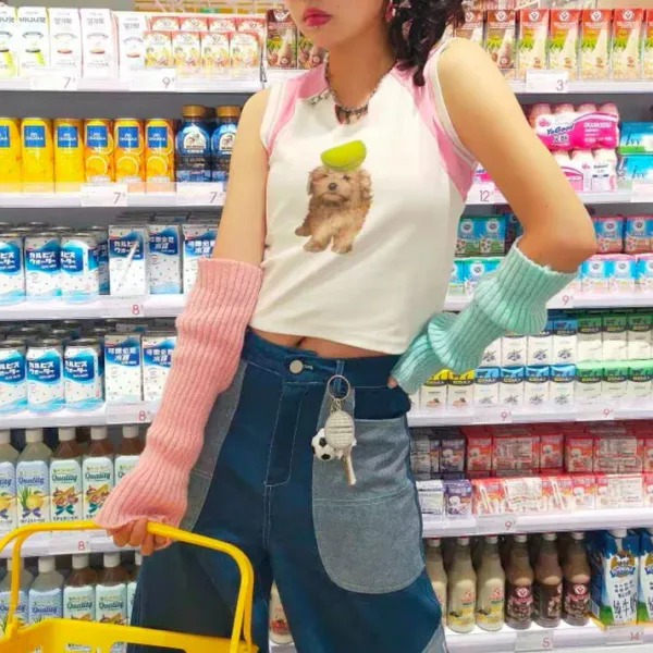 Y2K Tops|Crop Tops*Boogzel Clothing Puppy Y2K Tank Top White/pink