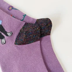 Socks*Boogzel Clothing Flower & Cat Aesthetic Socks Purple