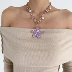 Necklaces & Chokers*Boogzel Clothing Purple Tropical Flower Choker Silver/purple