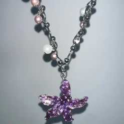 Necklaces & Chokers*Boogzel Clothing Purple Tropical Flower Choker Silver/purple
