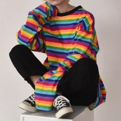 Long Sleeve Tops*Boogzel Clothing Rainbow Extra Long Sleeve Tee Multicolor