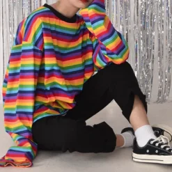 Long Sleeve Tops*Boogzel Clothing Rainbow Extra Long Sleeve Tee Multicolor