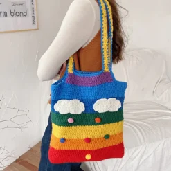 Bags & Purses*Boogzel Clothing Knitted Tote Bag Rainbow