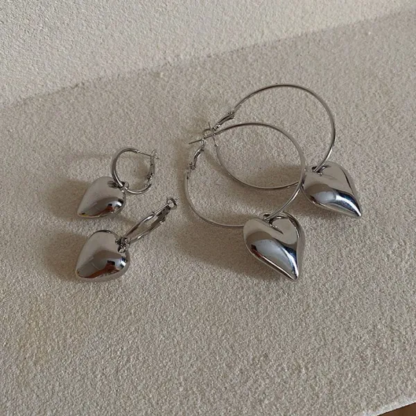 Earrings*Boogzel Clothing Ready For Love Heart Earrings Silver