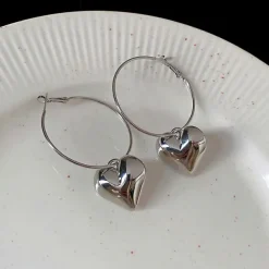 Earrings*Boogzel Clothing Ready For Love Heart Earrings Silver