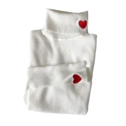 Sweaters*Boogzel Clothing Red Heart Embroidery Turtleneck Jumper