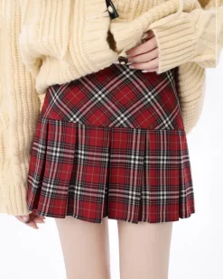 Skirts*Boogzel Clothing Plaid Grunge Pleated Skirt Red