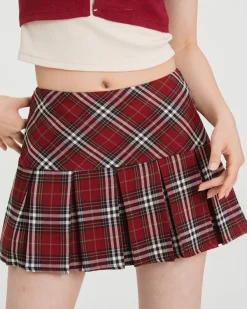 Skirts*Boogzel Clothing Plaid Grunge Pleated Skirt Red