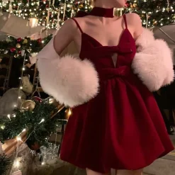 Dresses & Rompers*Boogzel Clothing Velvet Halter Dress Red