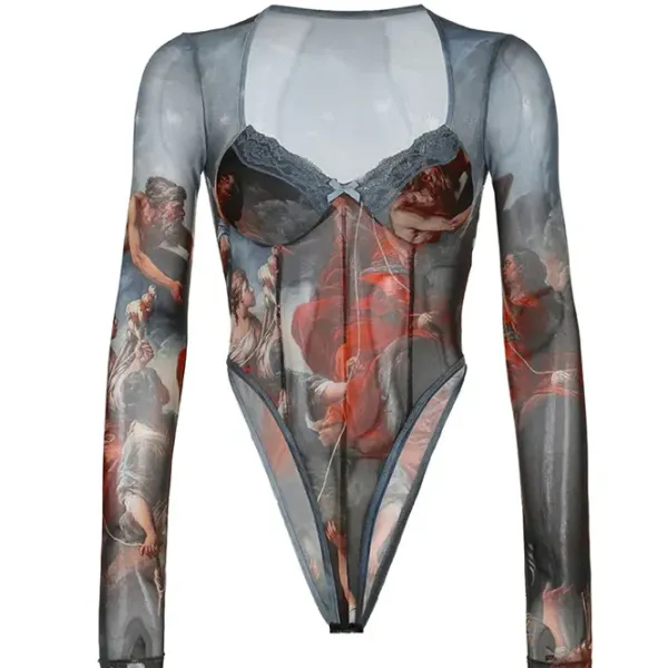 Long Sleeve Tops*Boogzel Clothing Renaissance Mesh Bodysuit Multi
