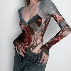 Long Sleeve Tops*Boogzel Clothing Renaissance Mesh Bodysuit Multi