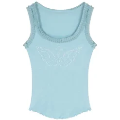 Y2K Tops*Boogzel Clothing Rhinestone Angel Wings Tank Top
