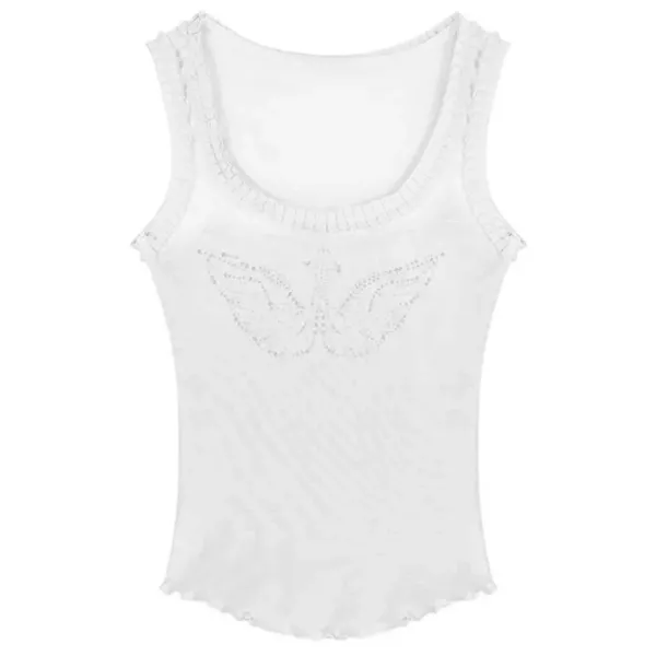 Y2K Tops*Boogzel Clothing Rhinestone Angel Wings Tank Top
