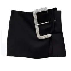 Skirts*Boogzel Clothing Rhinestone Buckle Mini Skirt Black