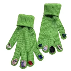 Other*Boogzel Clothing Rhinestone Knit Gloves