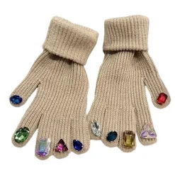 Other*Boogzel Clothing Rhinestone Knit Gloves