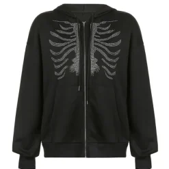 Hoodies*Boogzel Clothing Rhinestone Skeleton Hoodie