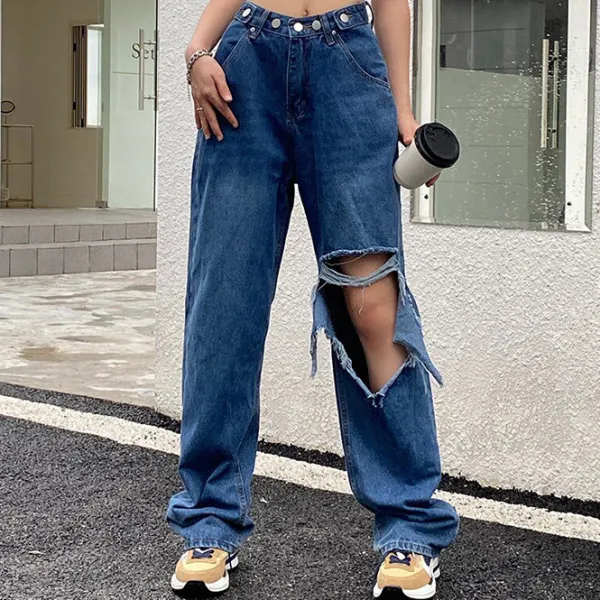 Jeans*Boogzel Clothing Ripped Baggy Jeans Blue
