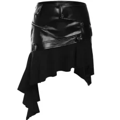 Skirts*Boogzel Clothing Rock The Scene Asymmetric Leather Skirt