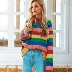 Sweaters*Boogzel Clothing Roll Neck Rainbow Jumper Multi