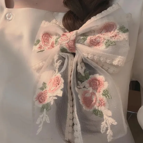 Hair Accessories*Boogzel Clothing Rose Embroidery Lace Hair Bow