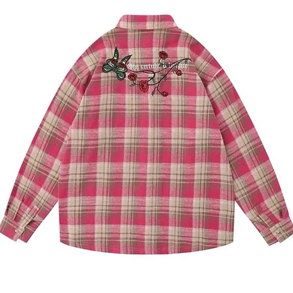 Long Sleeve Tops*Boogzel Clothing Rose in Pocket Plaid Shirt Pink