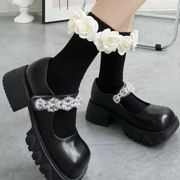 Socks*Boogzel Clothing Roses Ribbed Socks