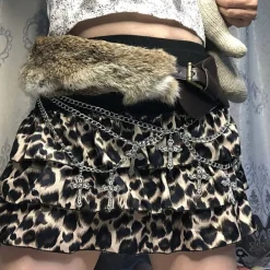 Belts & Chains*Boogzel Clothing 2000s Aesthetic Faux Fur Belt Brown