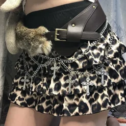 Belts & Chains*Boogzel Clothing 2000s Aesthetic Faux Fur Belt Brown