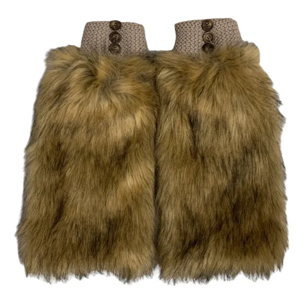 Other*Boogzel Clothing 2000s Aesthetic Faux Fur Leg Warmers Brown