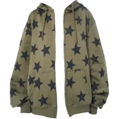 Hoodies*Boogzel Clothing 2000s Aesthetic Star Print Hoodie Green