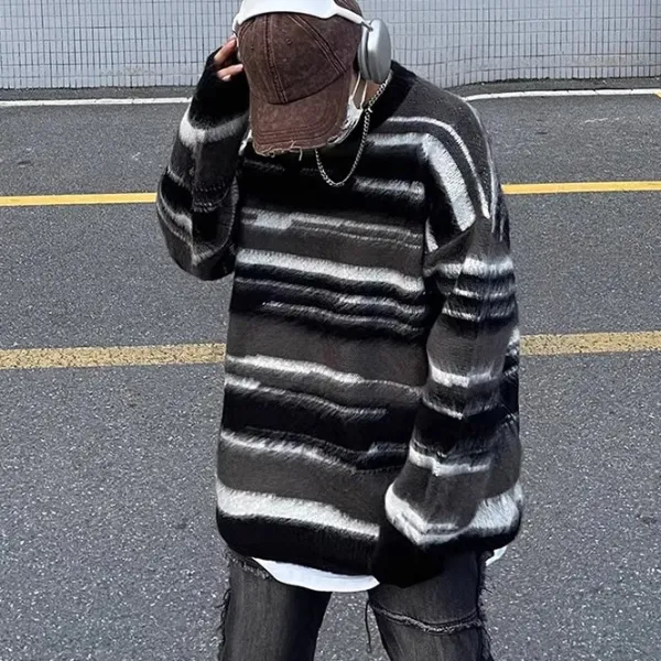 Mens|Sweaters*Boogzel Clothing 90's Aesthetic Striped Knit Sweater