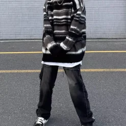Mens|Sweaters*Boogzel Clothing 90's Aesthetic Striped Knit Sweater