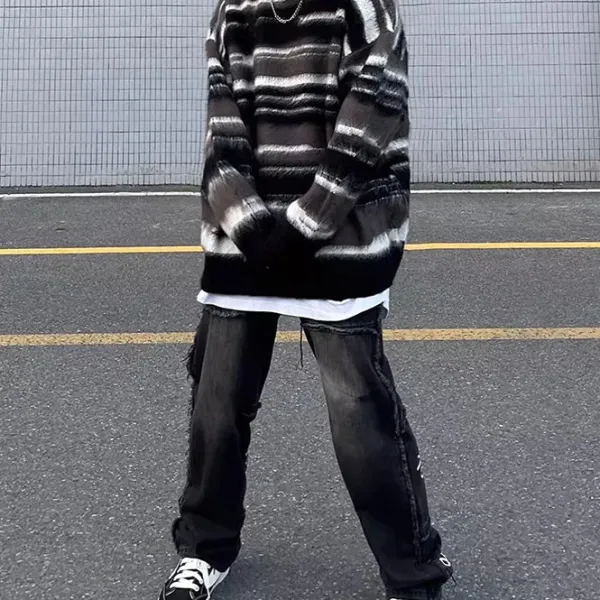Mens|Sweaters*Boogzel Clothing 90's Aesthetic Striped Knit Sweater