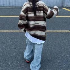 Mens|Sweaters*Boogzel Clothing 90's Aesthetic Striped Knit Sweater