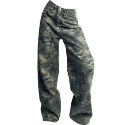 Jeans*Boogzel Clothing 90's Camouflage Cargo Jeans Green