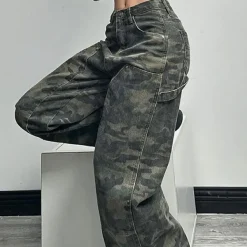 Jeans*Boogzel Clothing 90's Camouflage Cargo Jeans Green