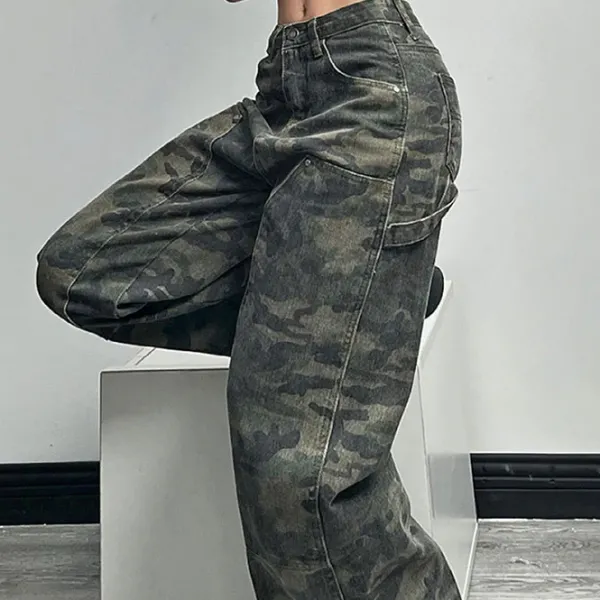Jeans*Boogzel Clothing 90's Camouflage Cargo Jeans Green